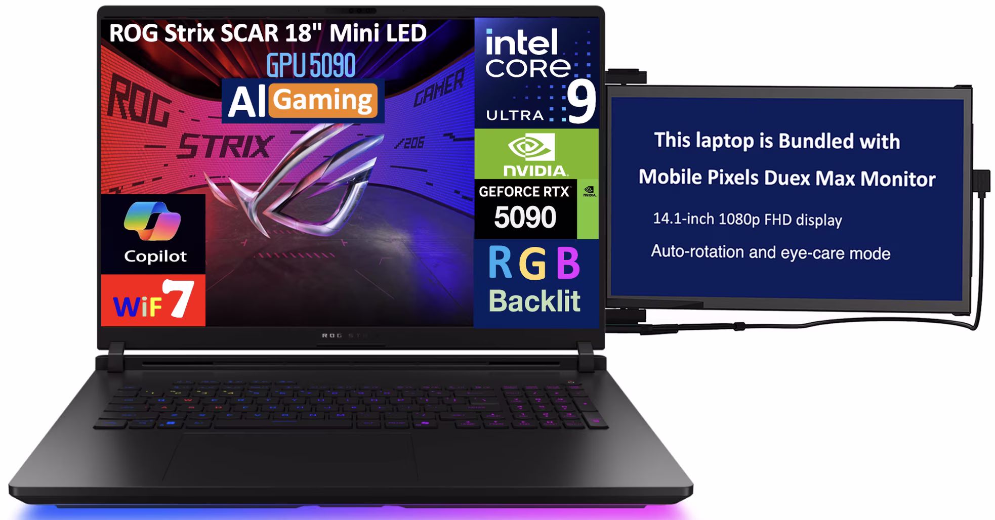 ASUS ROG Strix SCAR AI Gaming Laptop 18in 240Hz Mini LED WQXGA Display (Intel Ultra 9- 275HX, NVIDIA GeForce RTX 5090 24GB, 32GB DDR5