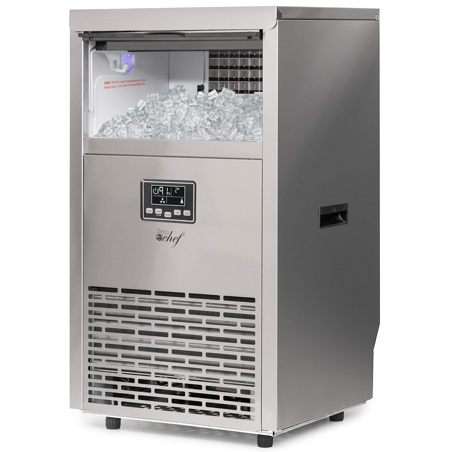 Deco Chef Floor Standing Ice Maker 99lb Every 24 Hours 33lb Storage Capacity Stainless Steel Great for Homes, Basements, Bars, Garages, Pool Houses