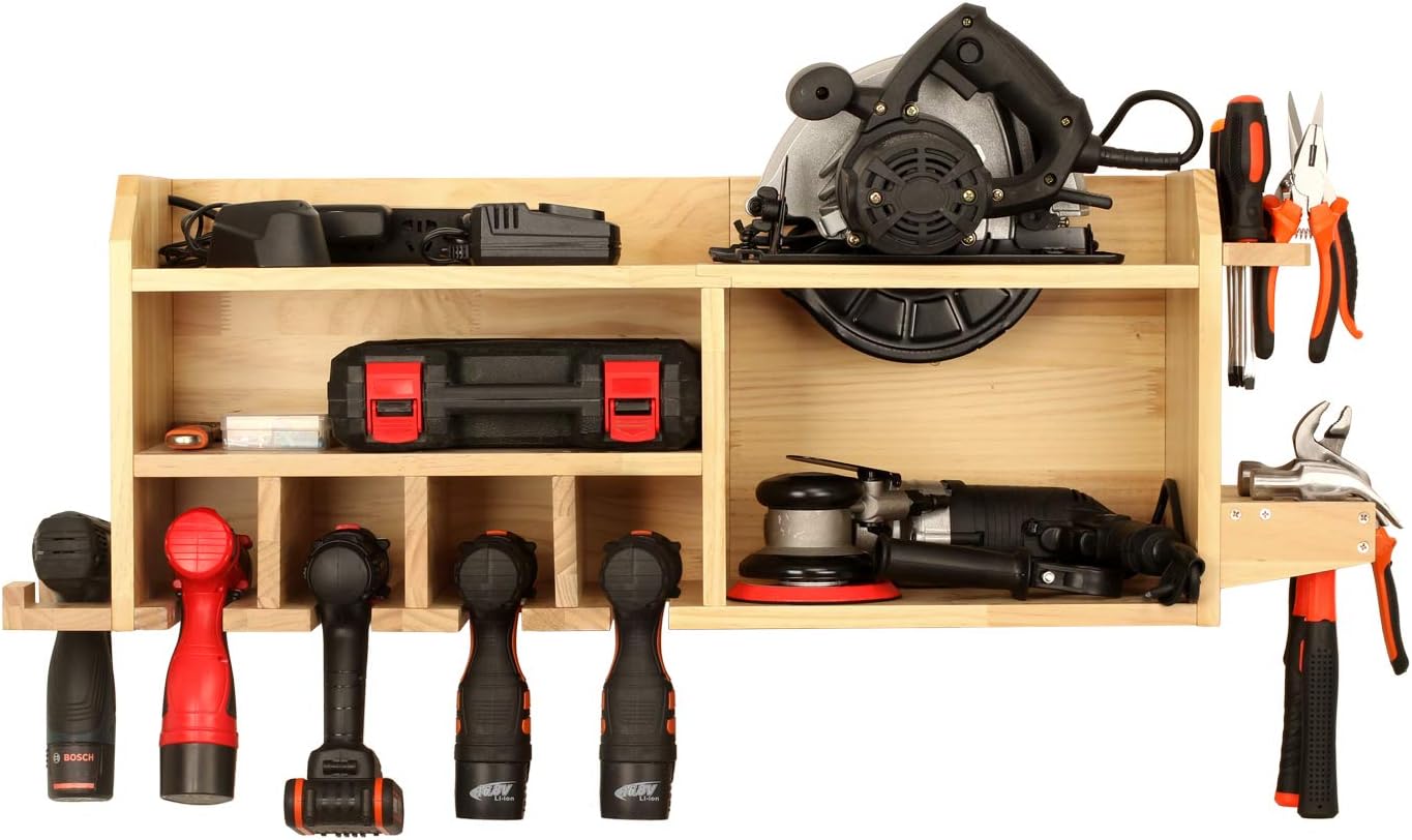 simesove Power Tools Storage, Power Tool Charging Station,5 Drill Hanging Slots