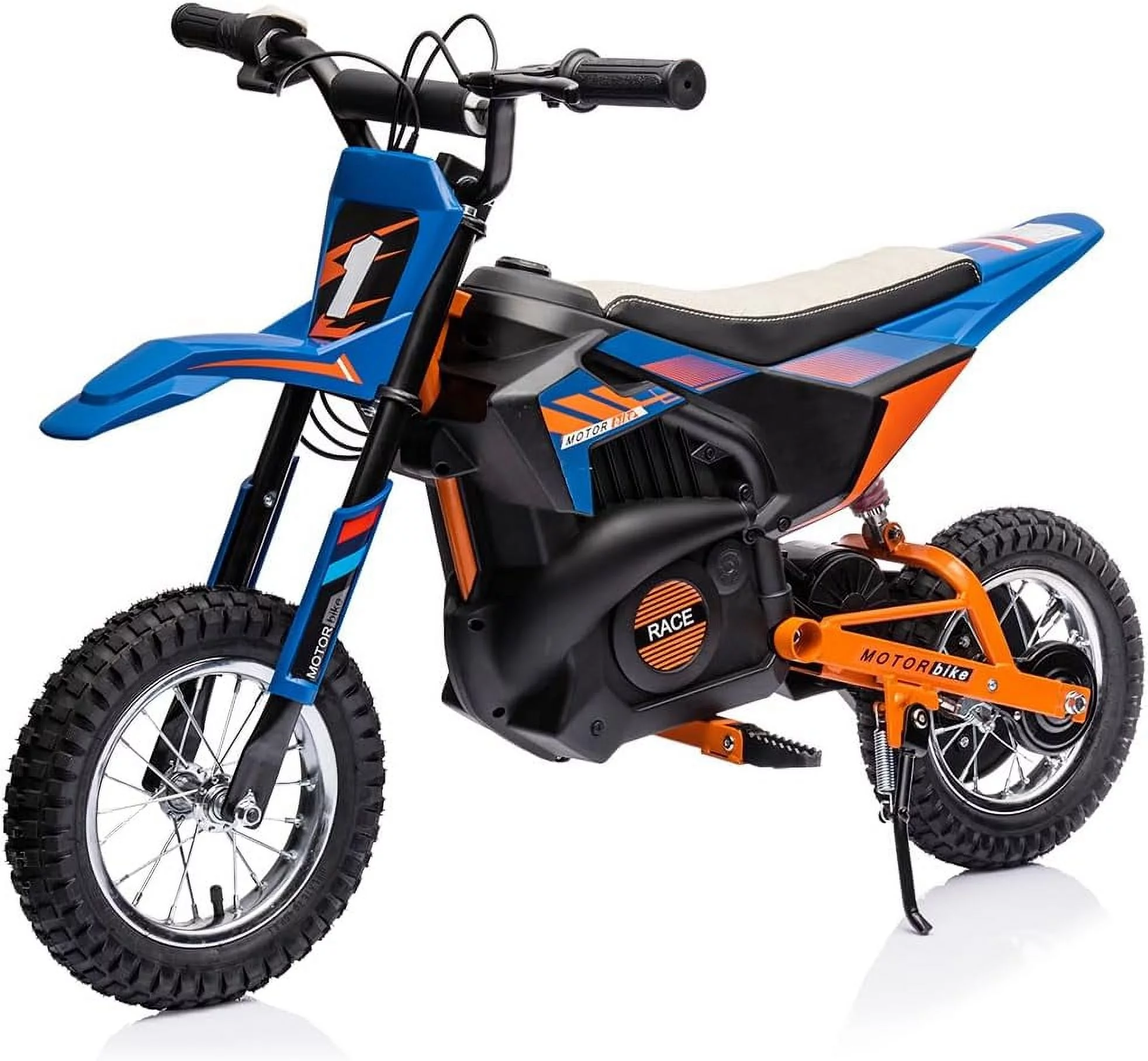24V Electric Off-Road Motorcycle,250W Motor 13.6MPH Fast Speed Motocross,Leather Seat Dirt Bike,Twist Grip Throttle,Metal Suspension,Air-Filled Tires
