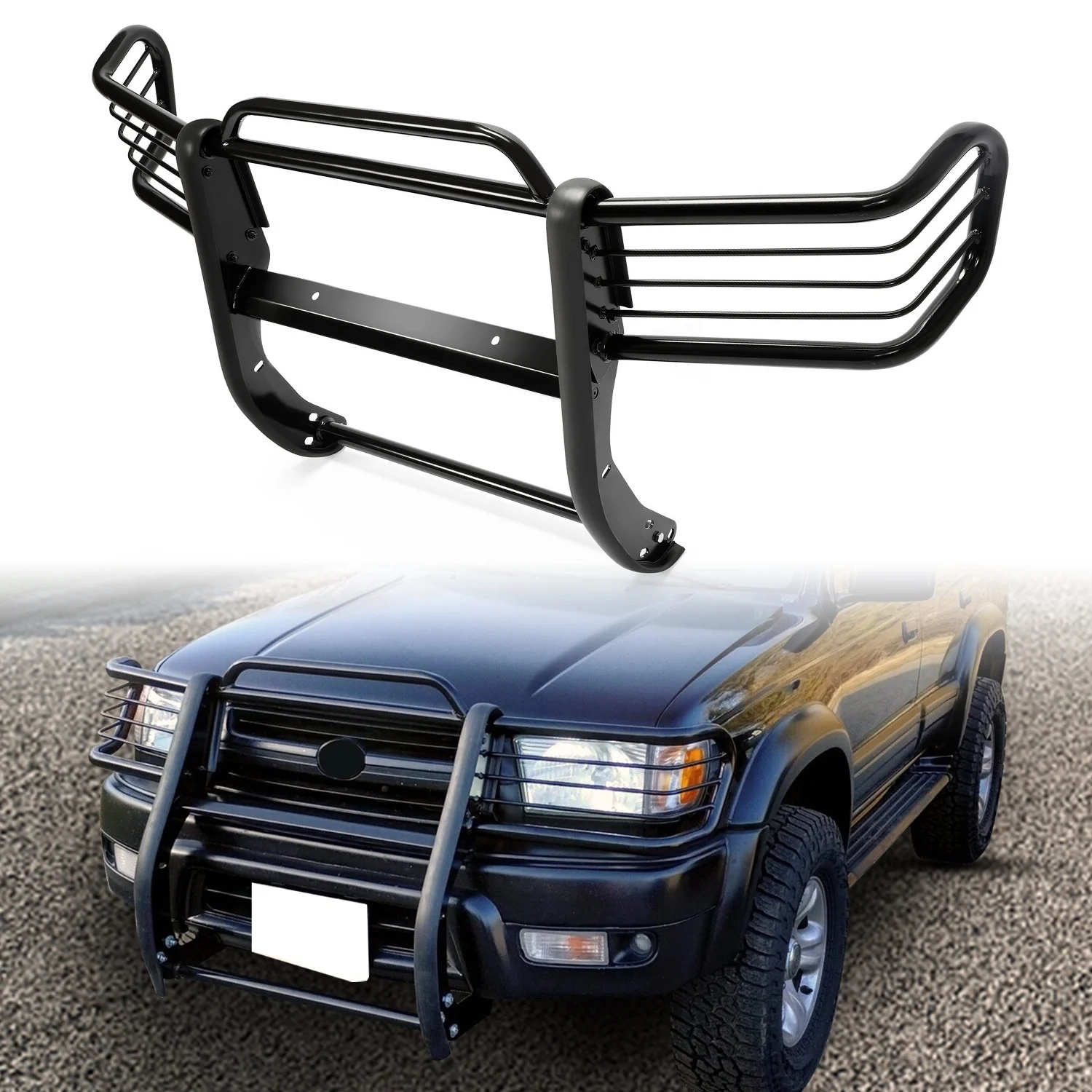 Kojem Front Bumper Protector Headlight Brush Guard Grille for 1999-2002 Toyota 4Runner Modular Black Steel