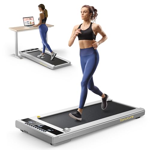 Walking Pad Treadmill, 2.25HP Under Desk Treadmill with App & Remote Control, LED Touch Screen, Lubricating Hole