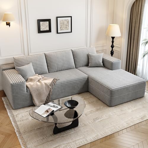 107.5" Cloud Modular Sectional Sofa with 1 Ottoman,Modern Minimalist Upholstered Couches, Comfort U Shaped Sofa for Living Room