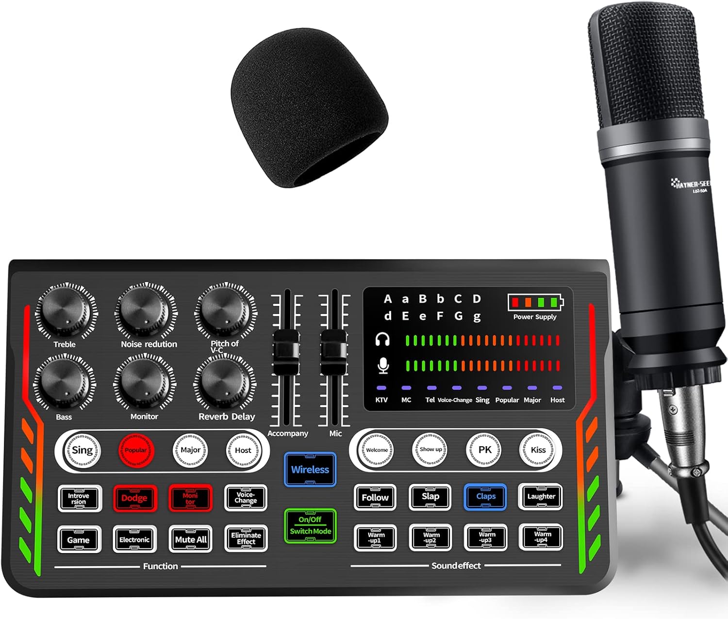 Podcast Equipment Bundle, DJ Mixer Sound Mixer ALL-IN-ONE with 3.5mm Microphone
