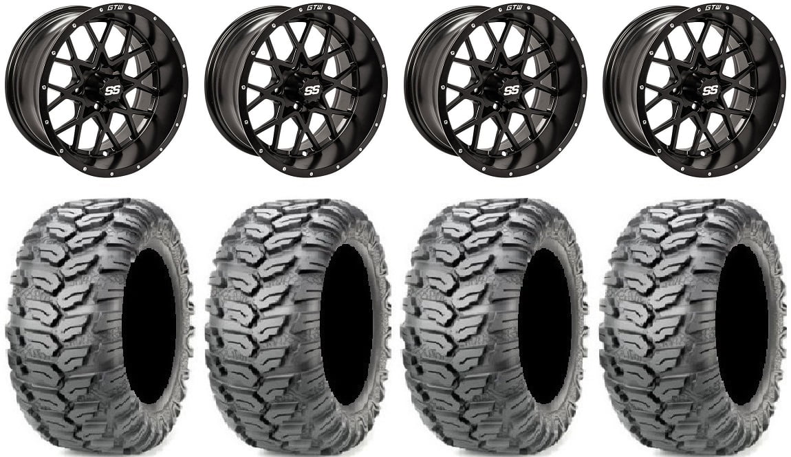 GTW Vortex 2 12" Golf Cart Wheels Black 23" Ceros Tires Yamaha - Curated Treasures Market