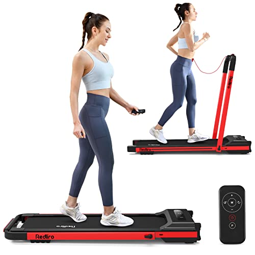 REDLIRO Under Desk Treadmill, 2 in 1 Motorized Portable Foldable Treadmill Compact Fold Up Walking Pad