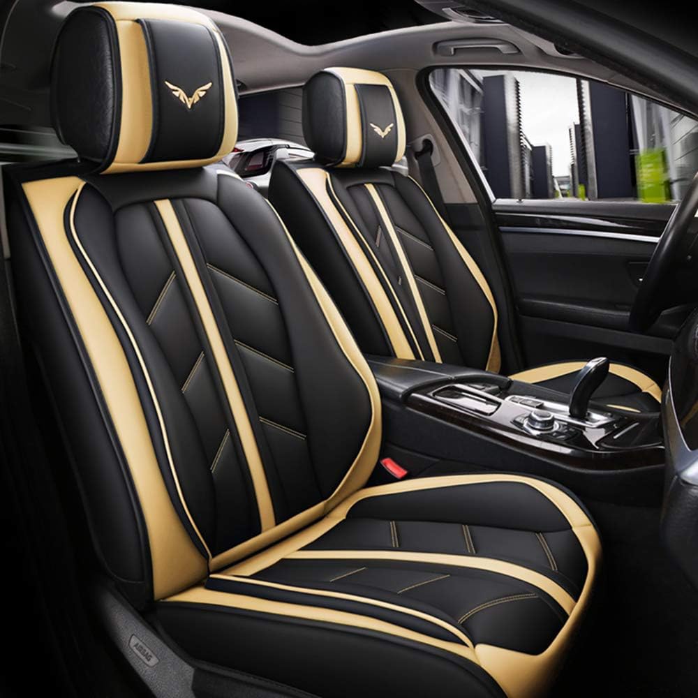 otoez Leather Car Seat Covers Full Set Faux Leatherette Automotive Seat Covers 5 Seats Universal Fit for Most Sedan SUV Truck Pick-up Waterproof
