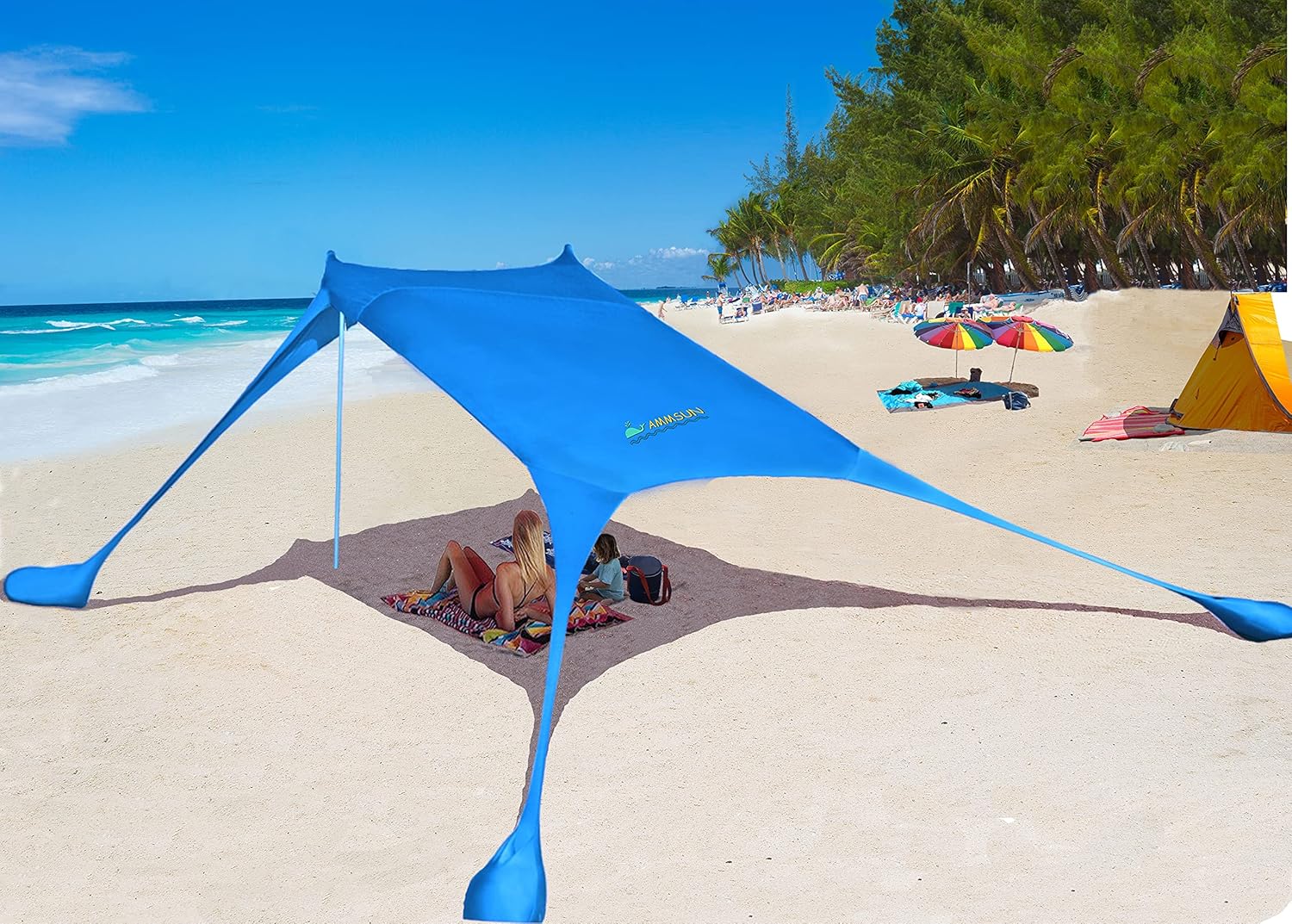 AMMSUN Beach Tent with sandbag Anchors, Portable Canopy Sun Shelter,7 X 7ft -Lightweight