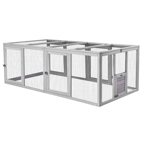 Aivituvin Chicken Coop with Wheels Outdoor Poultry Cage with Two Nesting Boxes 19ft&sup2; Wooden Hen House