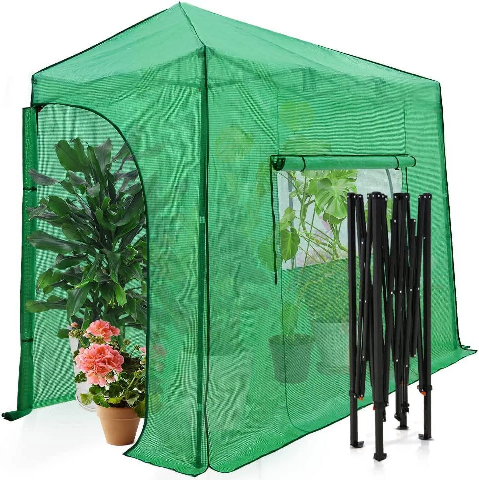 EAGLE PEAK 10'x 5' Portable Lean to Walk-in Greenhouse Instant Pop-up Fast Setup Indoor Outdoor Plant Gardening Green House Canopy