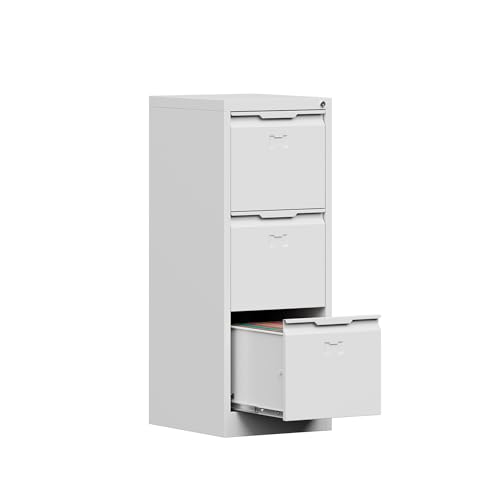 3 Drawer Vertical File Cabinet with Lock, Metal Filing Cabinet for Home Office, Locking File Cabinet for A4/F4/Legal/Letter, Assembly Required (Black
