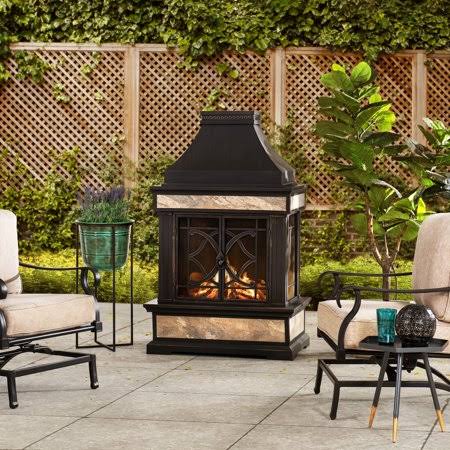 Sunjoy Cole Wood Burning Fireplace - Black