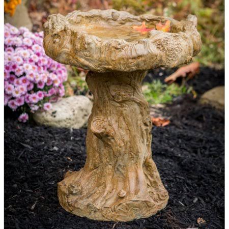 Athena Garden Cast Stone Log Bird Bath, Brown