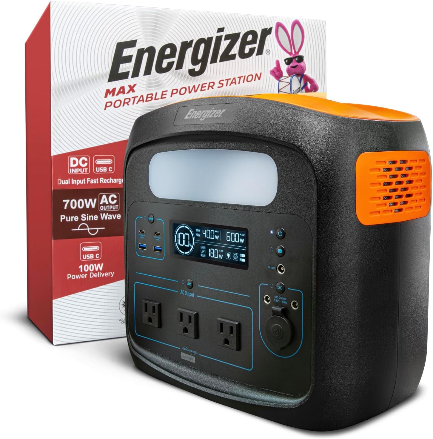 Energizer Portable Power Station Solar Generator 960W with LiFePO4 Battery, 110V/700W Pure Sine Wave AC Outlet, USB-C PD 100W, for Outdoor Use