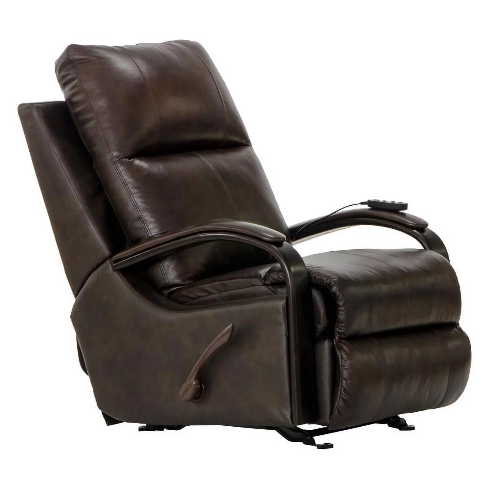 Conway Glider Recliner with Heat & Massage ini Brown Top Grain Italian Leather