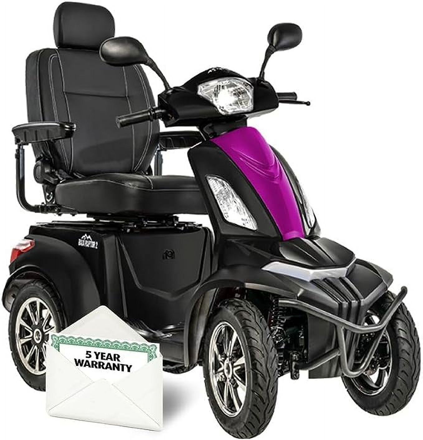 Pride Mobility Baja Raptor 2 4-Wheel Recreational Scooter with Extended Warr (Matte Black with Pink Insert)