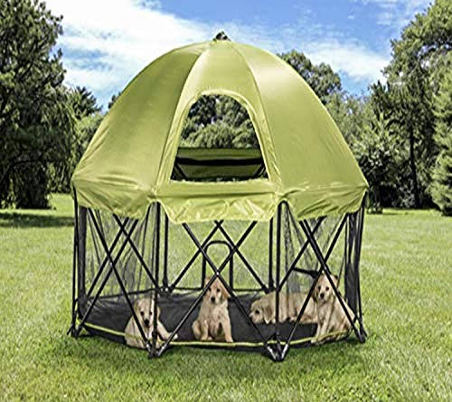 Carlson Pet Products Deluxe Green Eight Panel Pet Pen with Canopy