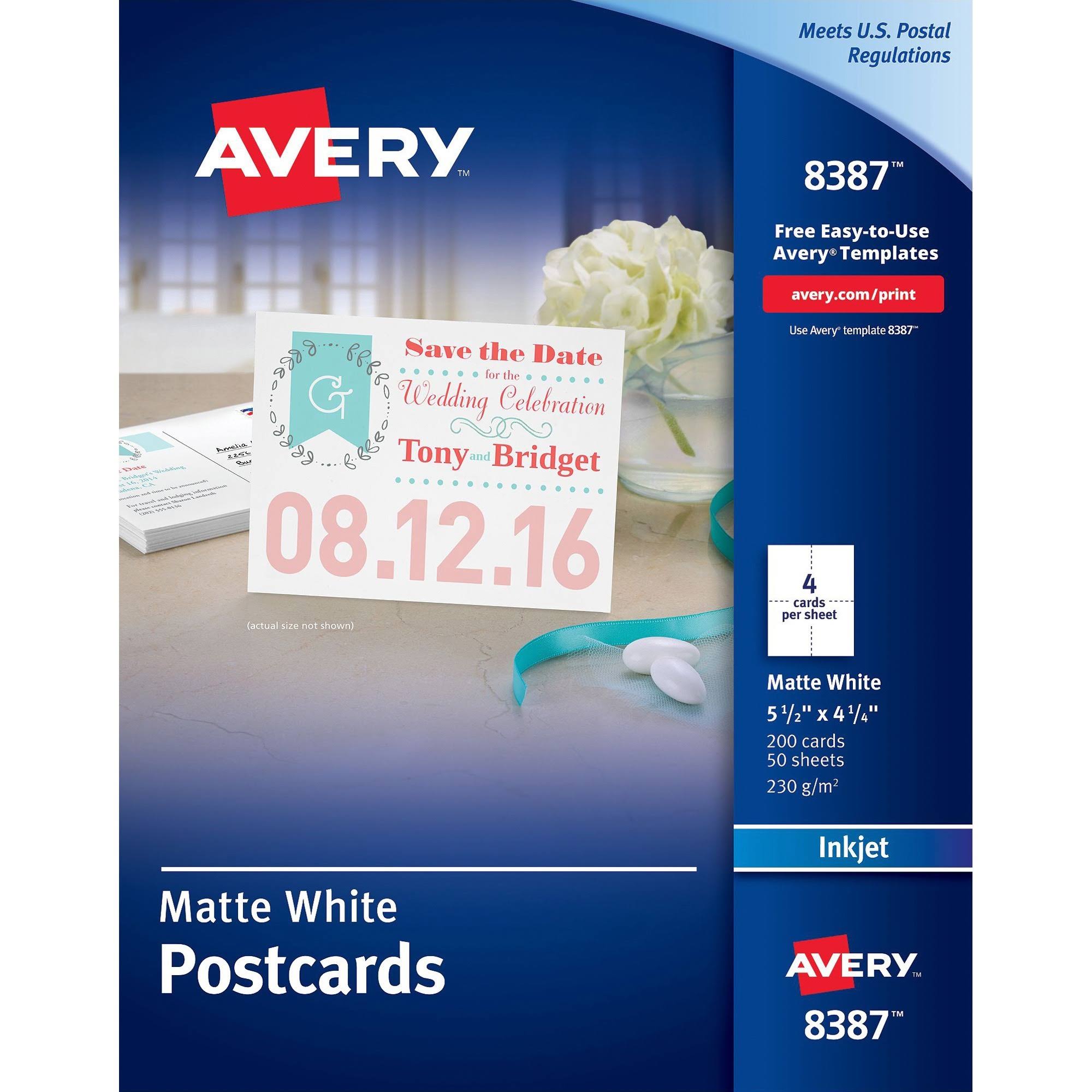 Avery Postcards, Matte, Two-Sided Printing, 4-1/4 x 5-1/2, 200 Cards (8387)