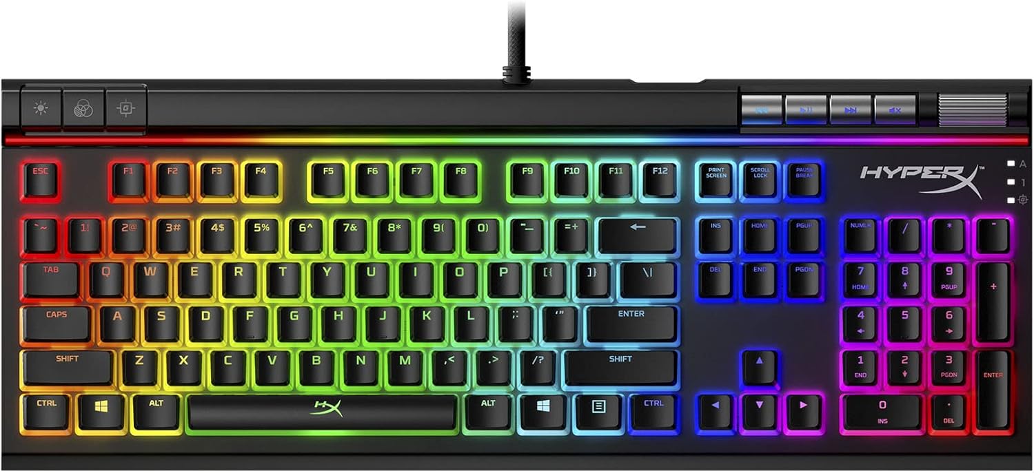 HyperX Alloy Elite 2 &ndash; Mechanical Gaming Keyboard, Software-Controlled Light & Macro Customization, ABS Pudding Keycaps, Media Controls
