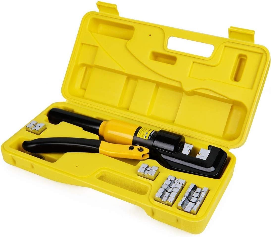 10 Tons Hydraulic Wire Battery Cable Lug Terminal Crimper Crimping Tool With 9 Pairs of Dies
