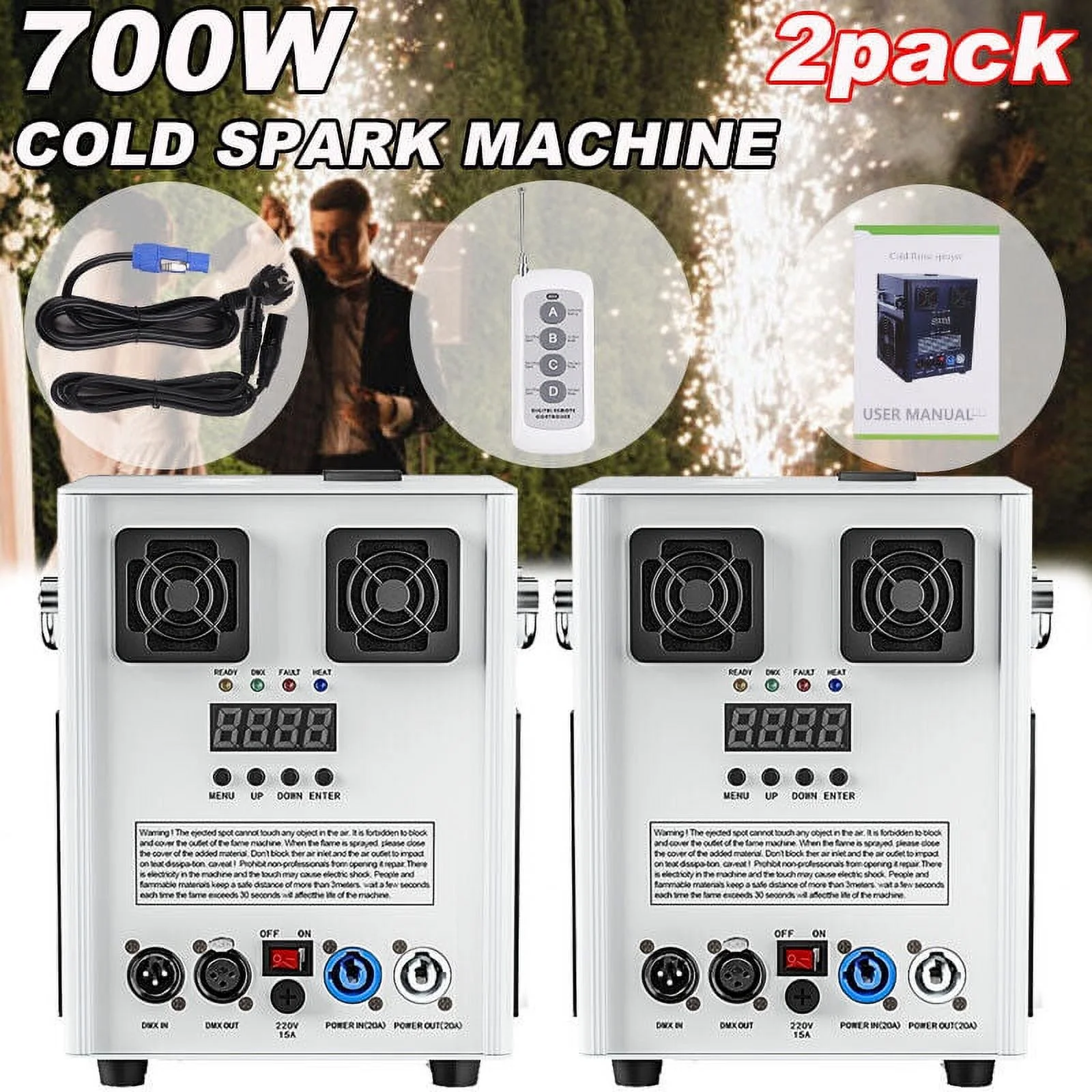 Cold Spark Machine 3-16FT Adjustable Stage Special Effect Machine with Wireless Remote Control DMX Low Noise Stage Equipment for Wedding DJ Disco