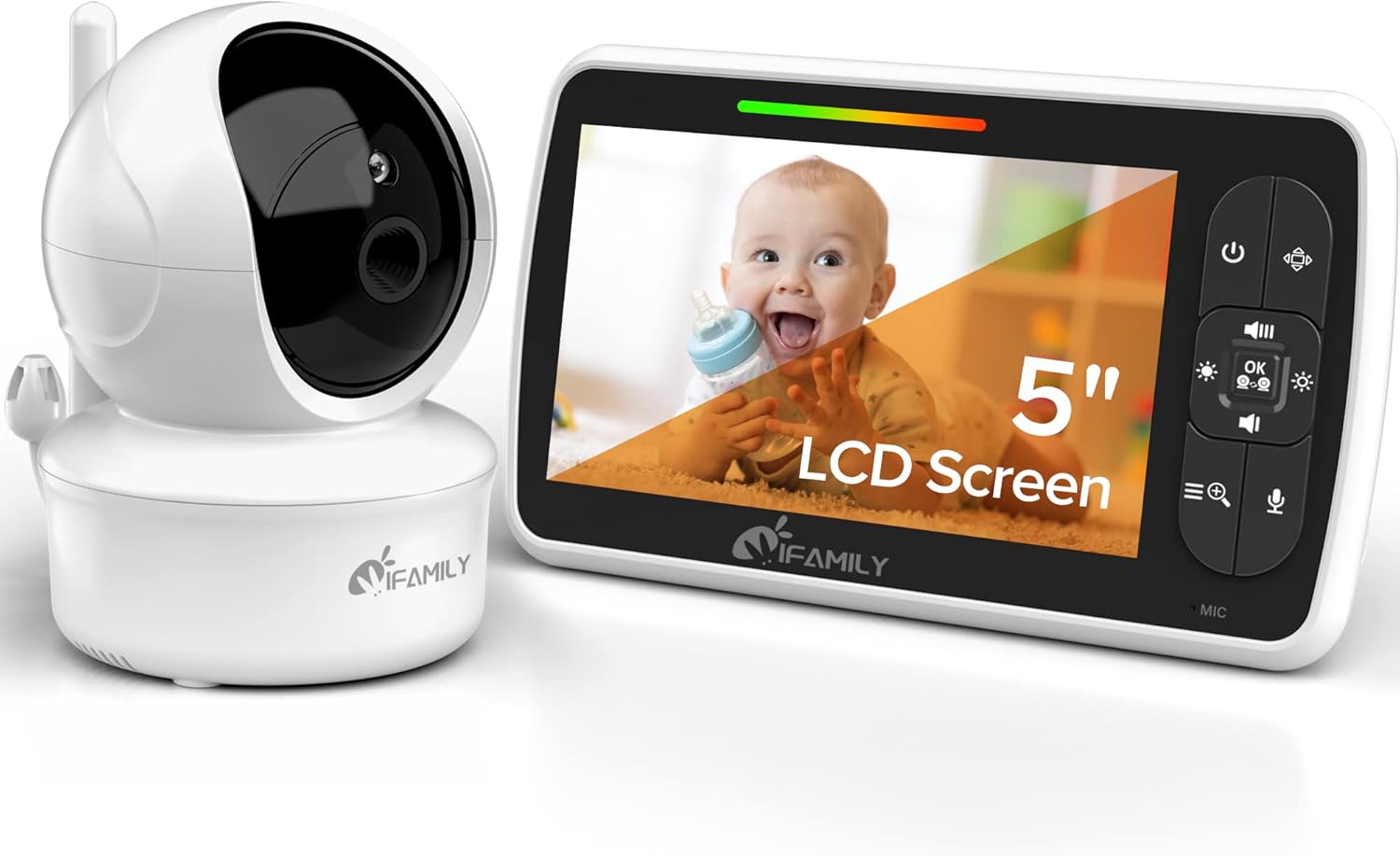 Baby Monitor - 5” Large Display Video Baby Monitor with Remote Pan-Tilt-Zoom |Infrared Night Vision, Temperature Display, Lullaby