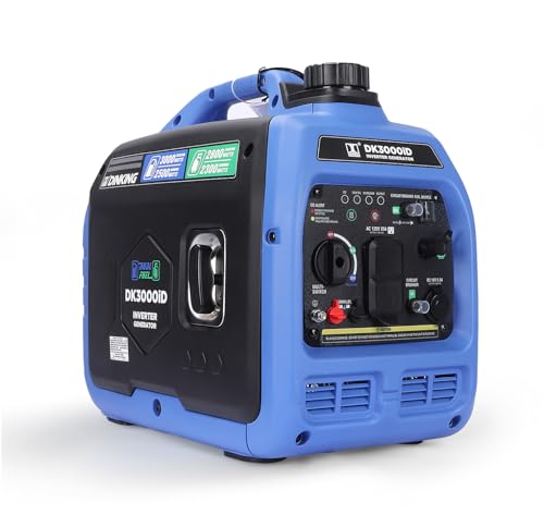 DK 5000W Gas Inverter Generator, Electric Start, 120V 240V Full Power Output, Dual or Tri-fuel Conversion Possible, Wheel & Handle Kit