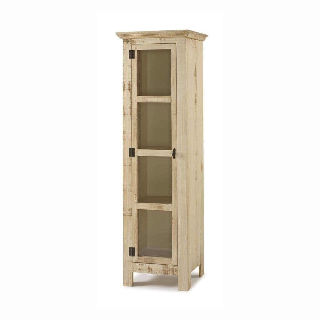 The Beach House Design Narrow Cabinet Glass Door - Distressed Old White
