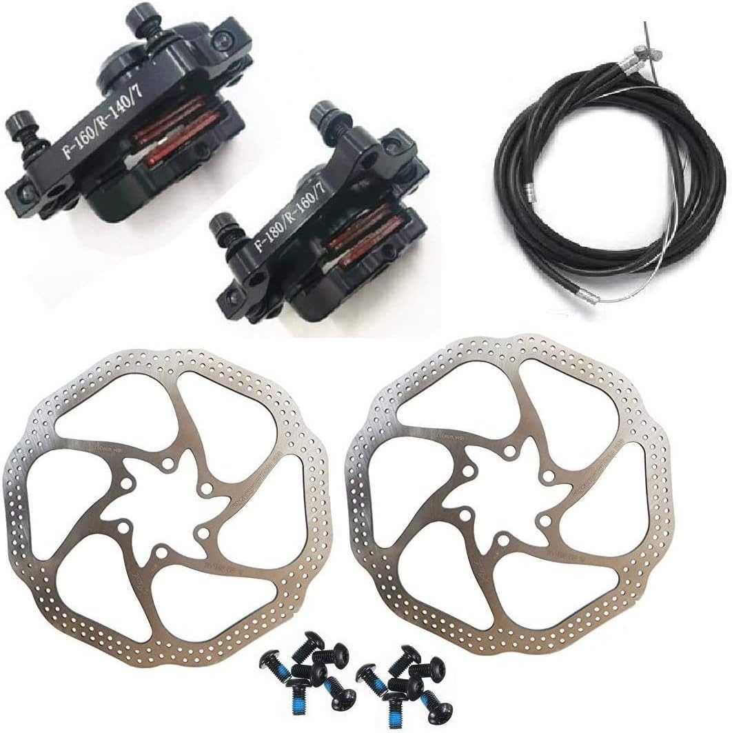 BQSHOP HS1 Bike Disc Brake Kit - Mountain Bicycle Bike Mechanical Front and Rear 160mm Caliper Rotor BB7 BB8 Whit Bolts and Cable