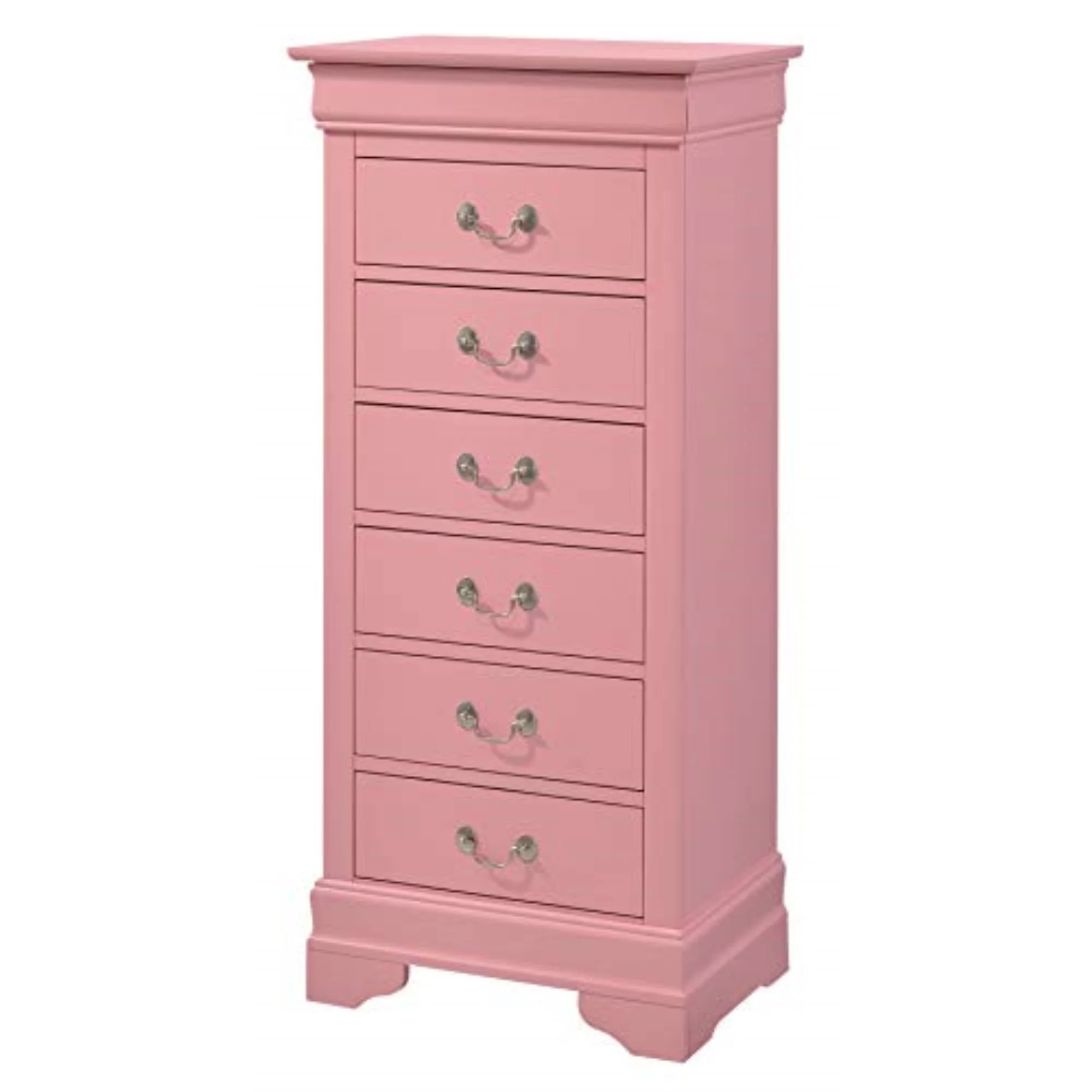 Glory Furniture Louis Phillipe 7 Drawer Lingerie Chest in Pink