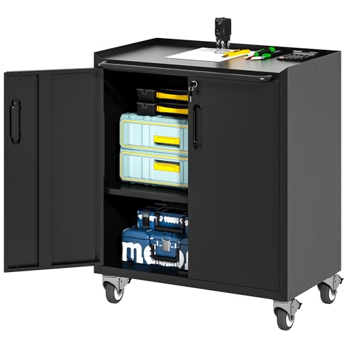 Mobile Tool Storage Cabinet with Wheels,Heavy Duty Rolling Tool Cabinets for Garage,Metal Storage Cabinets with 4 Drawer and 1 Locking Doors