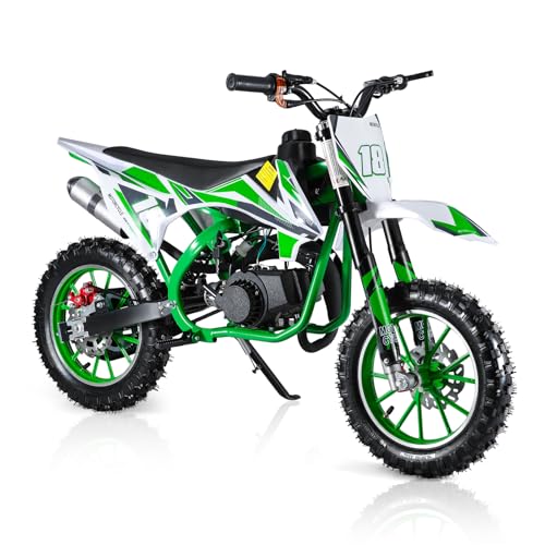 49CC Kids Dirt Bike,2-Stroke Gas Power Motocross Bike,Pit Bikes Motocross,Off Road Gas Pocket Motorbike with Front Rear Disc Brakes,Mini Dirtbike