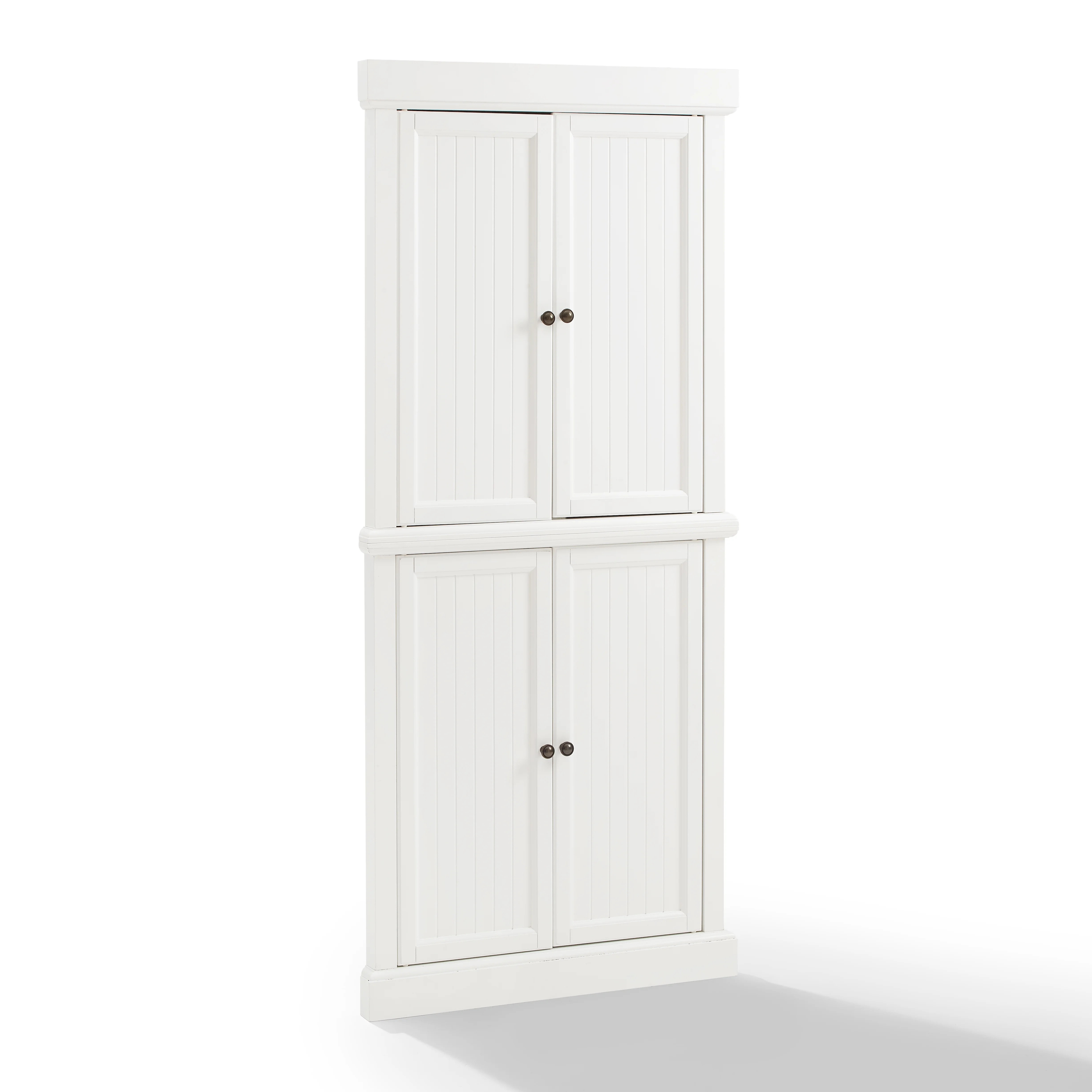 Crosley Furniture Shoreline 2-Piece Wood Corner Stackable Pantry in White - Radiant Selections