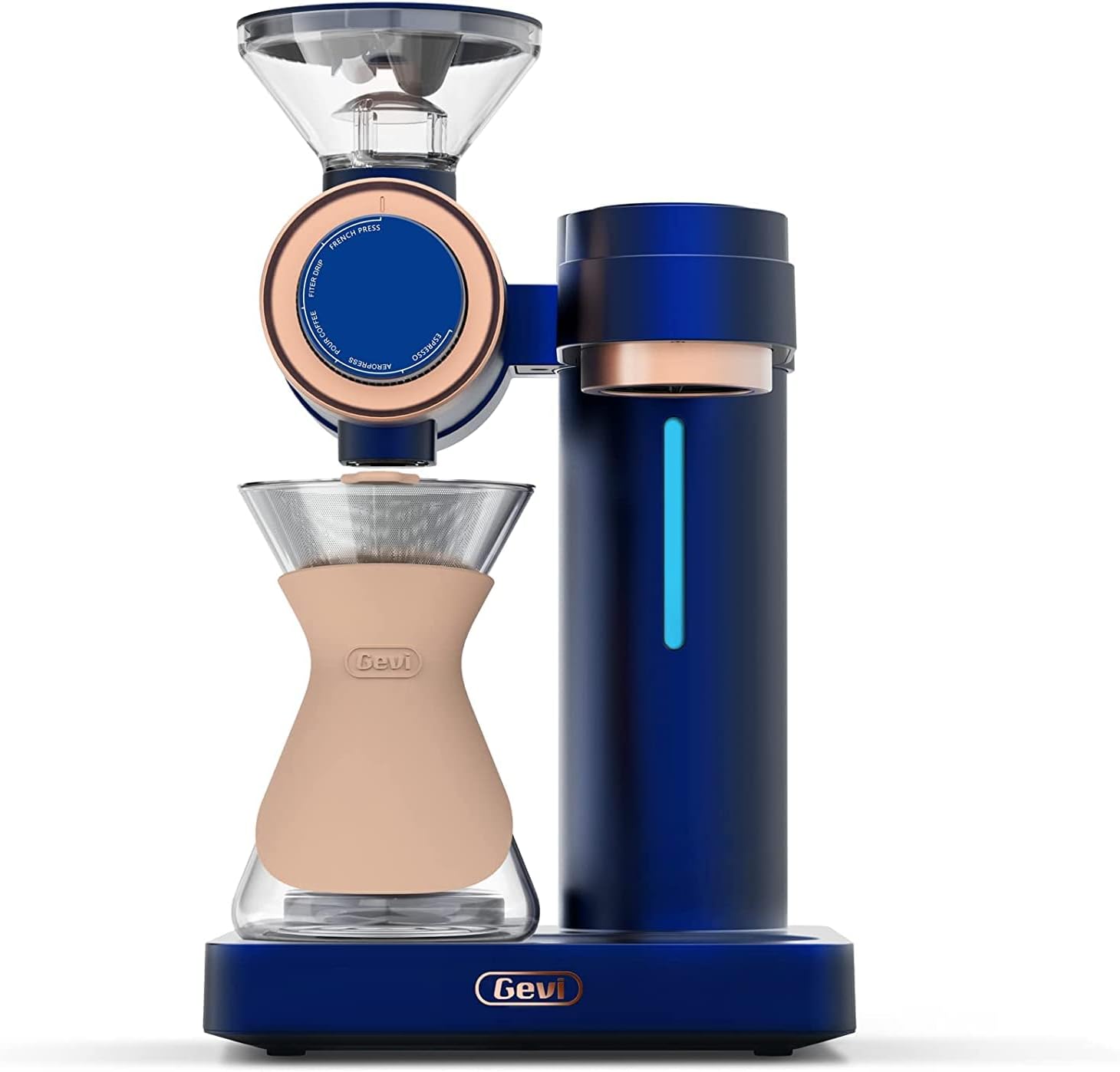 Gevi 4-in-1 Smart Pour-over Coffee Machine Fast Heating Brewer With Built-In Grinder, 51 Step Grind Setting, Automatic Barista Mode, Custom Recipes