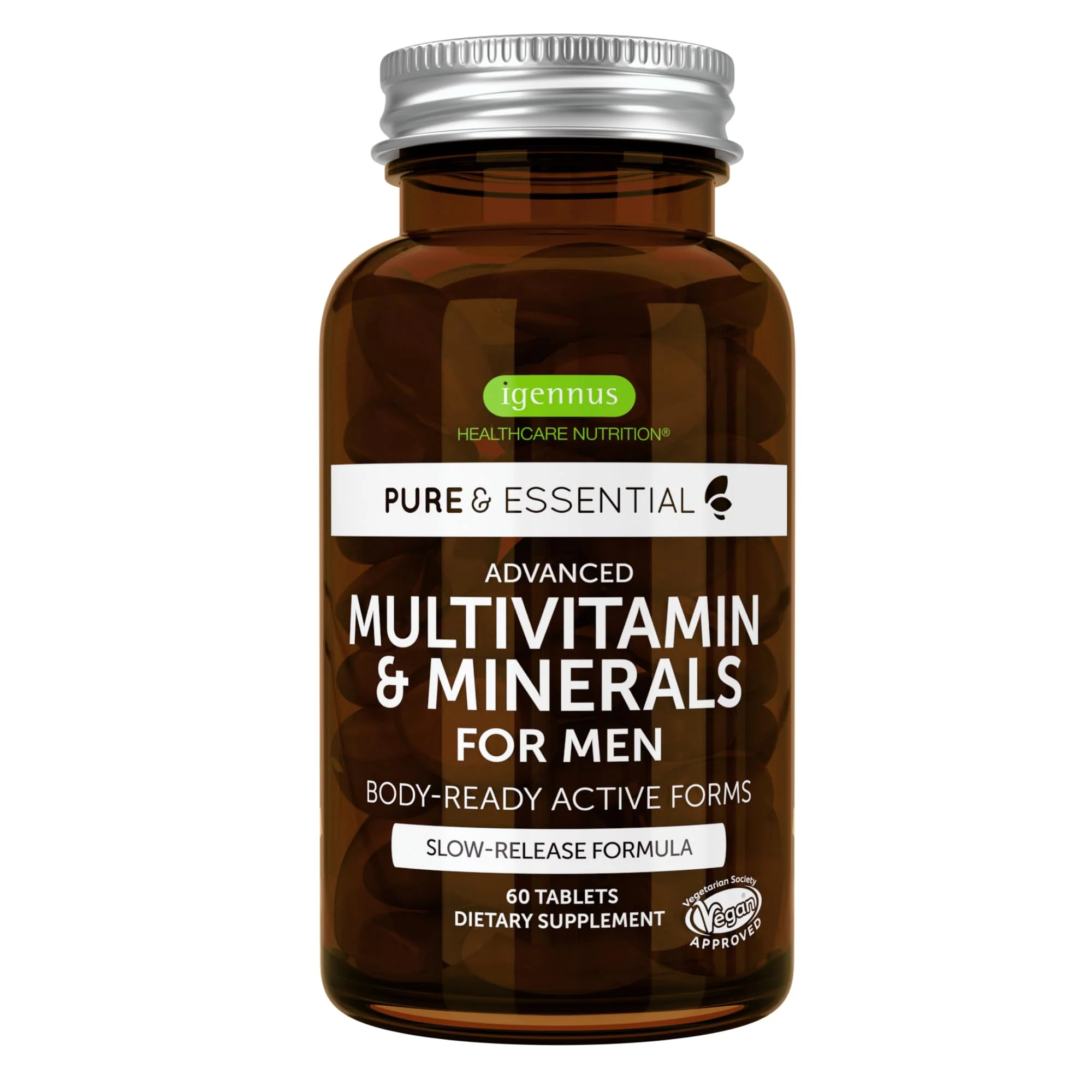 Methylated Men's Multivitamin, MTHFR Supplement with Active B-Vitamins, Clean Label & Vegan, High Strength Formula Without Iron, Daily Energy