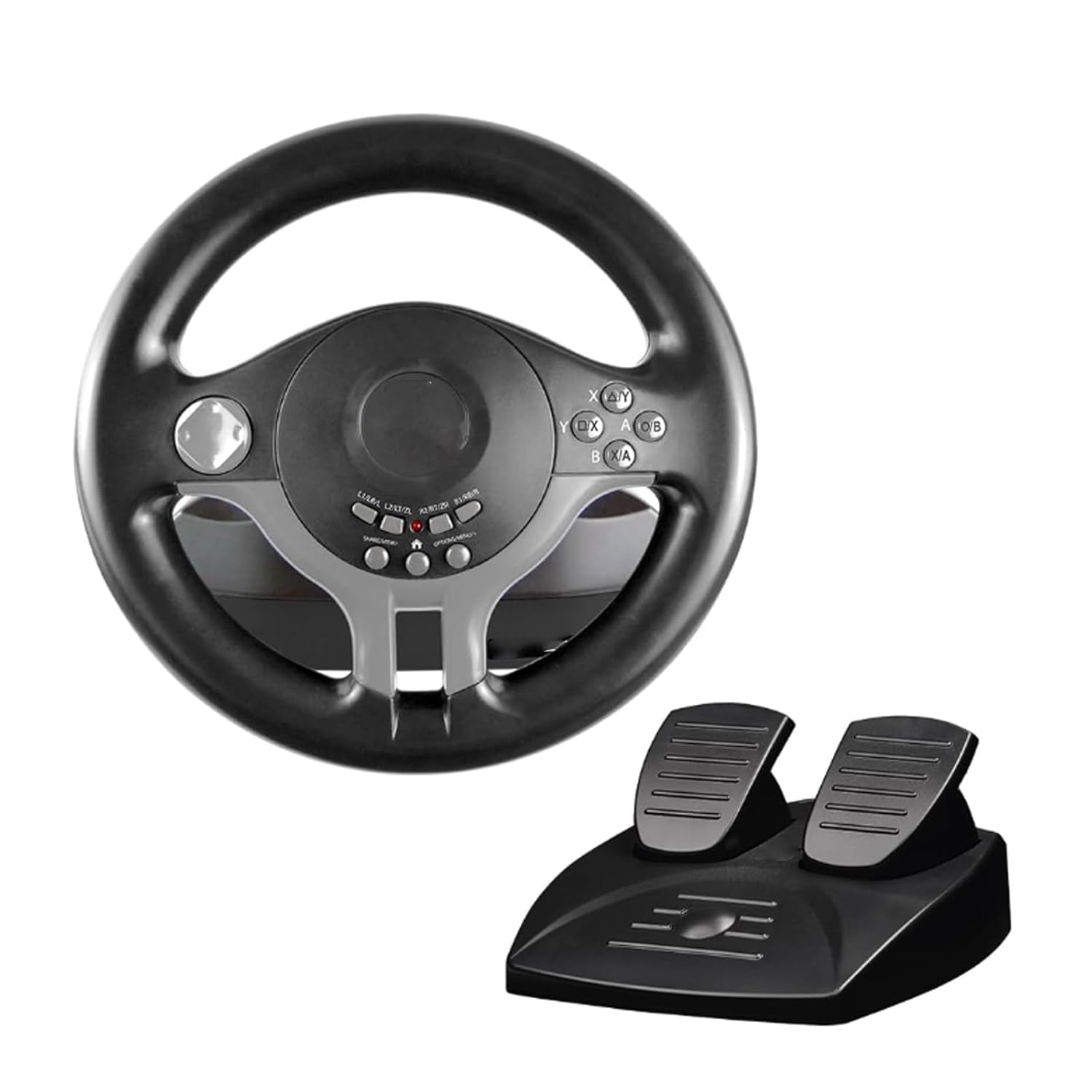 PC Racing Steering Wheel With Pedals And Gearshift Paddles (Black)