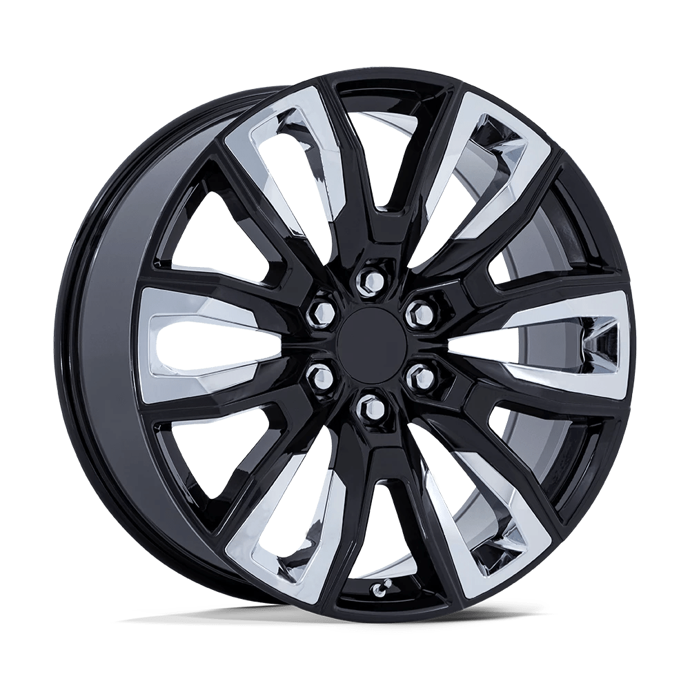 22x9 Performance Replicas PR225 Gloss Black W/ Chrome Accents Wheel 6x5.5 (28mm)