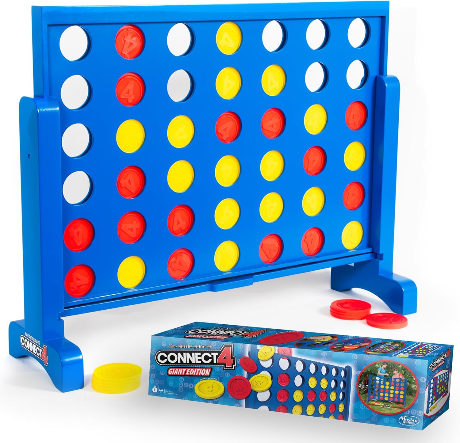 Giant Connect 4: Hasbro's Original Connect4 Game Super-Sized - 31.5 inch Wooden Official Four in a Row Board Game
