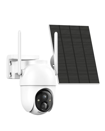 Security Cameras Wireless Outdoor, 2 Cam Kit, No Subscription, Solar Powered Home Security Cameras System, 360° Panoramic View, 2K Color Night Vision