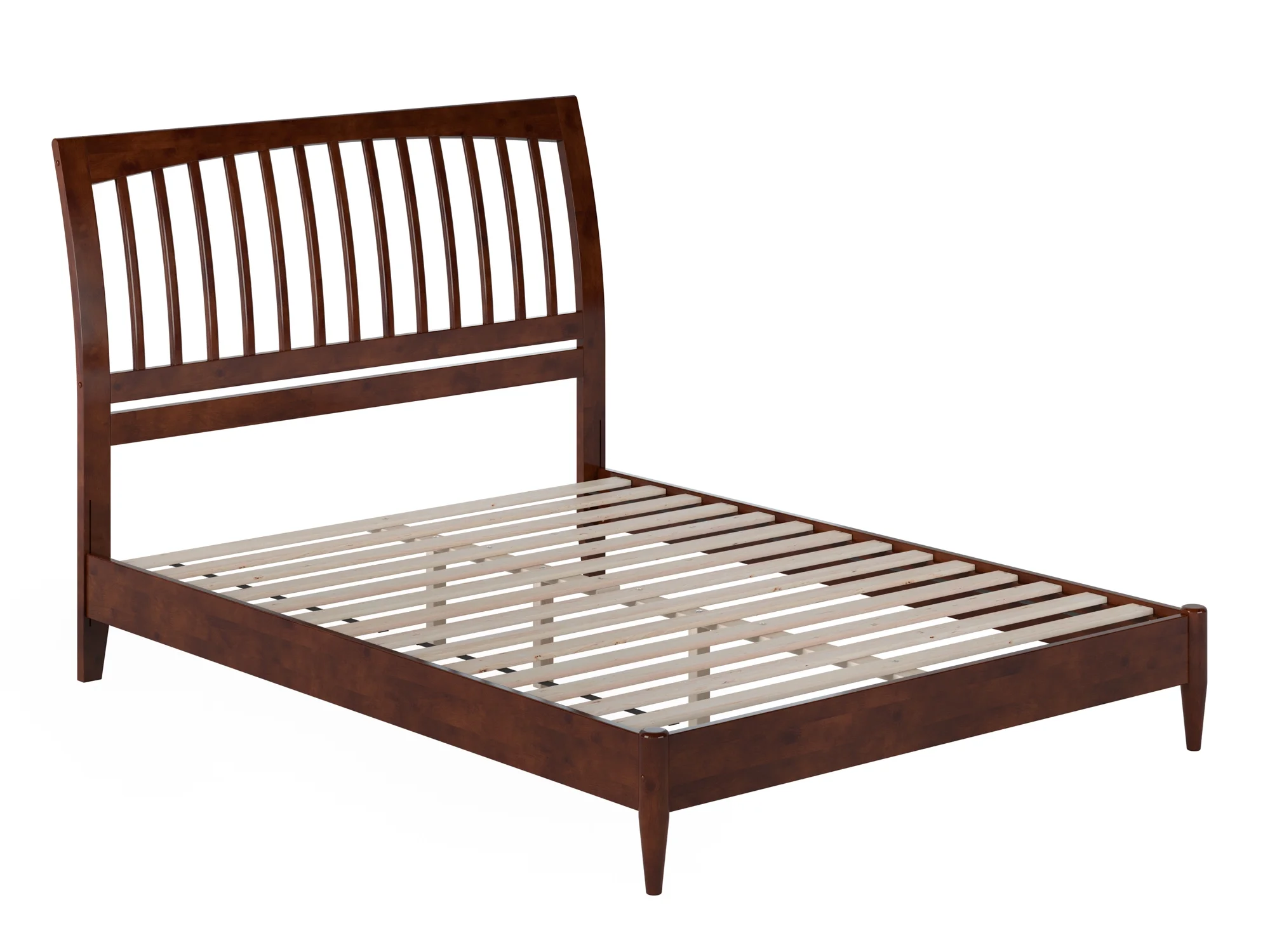 AFI Orleans Queen Solid Wood Low Profile Sleigh Platform Bed, Walnut