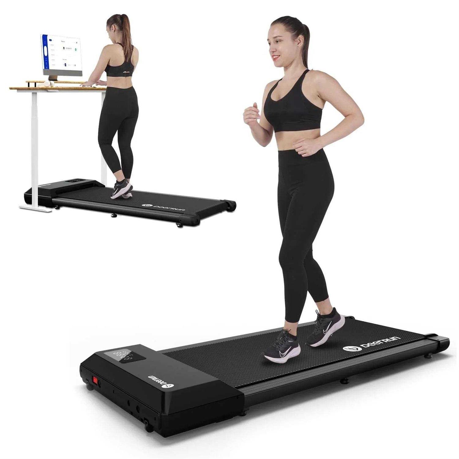 DeerRun Walking Pad 2 in 1 Under Desk Treadmill 2.5HP Low Noise Walking Pad Running Jogging Machine with Remote Control for Home Office