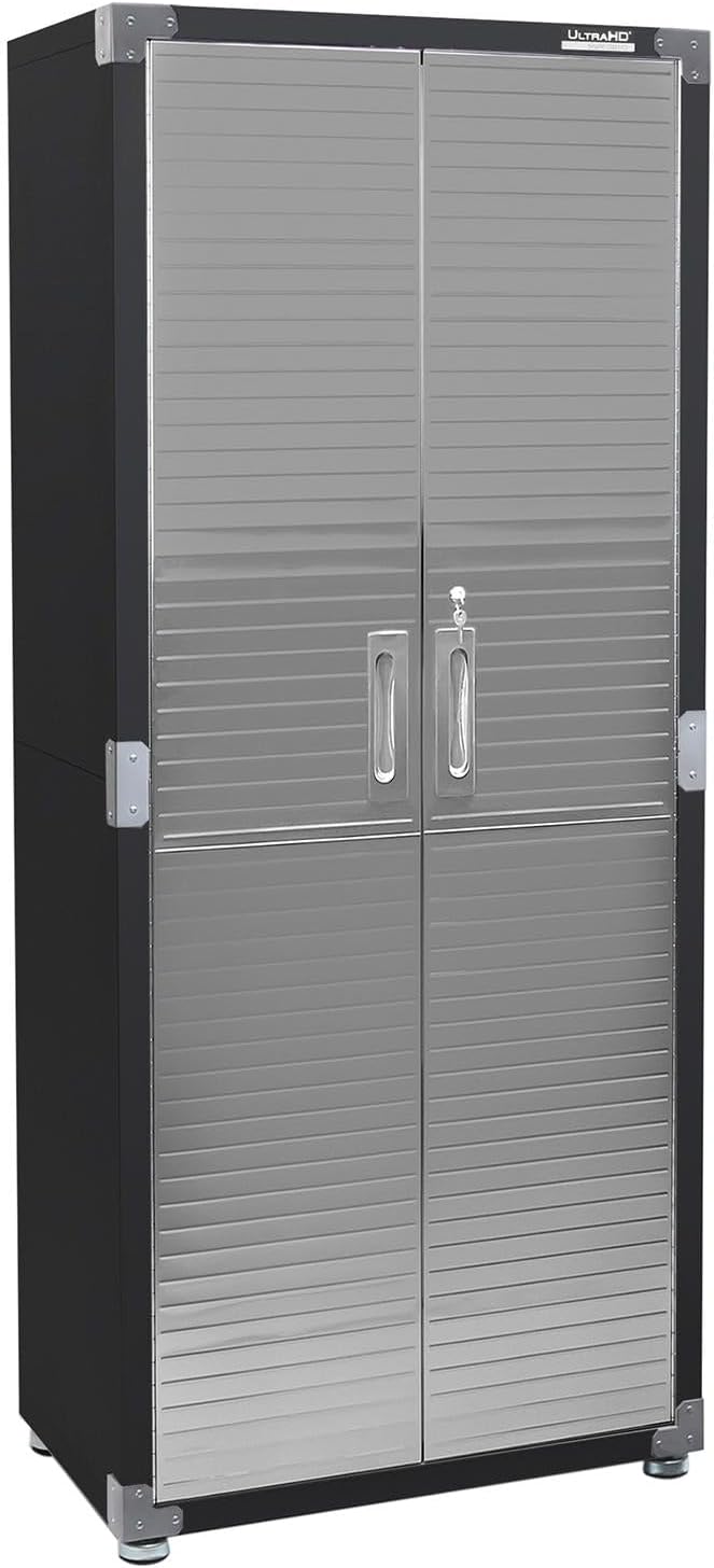 Seville Classics UltraHD Solid Steel Lockable Metal Storage Cabinet Locker Organizer w/Adjustable Shelves for Garage, Warehouse, Office, Classroom