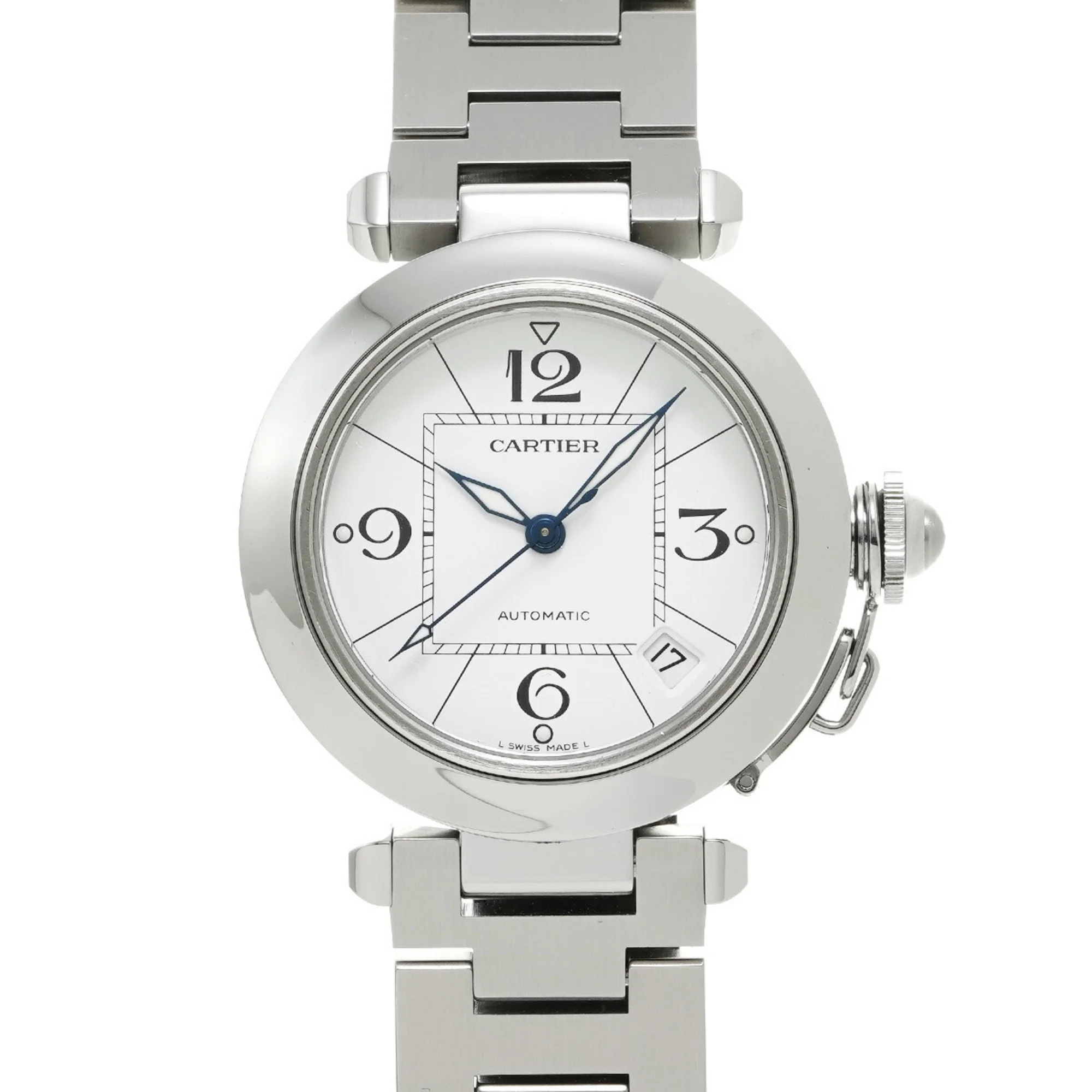 Pre-Owned CARTIER Pasha C W31074M7 Men's SS Watch Automatic White Dial (Good)