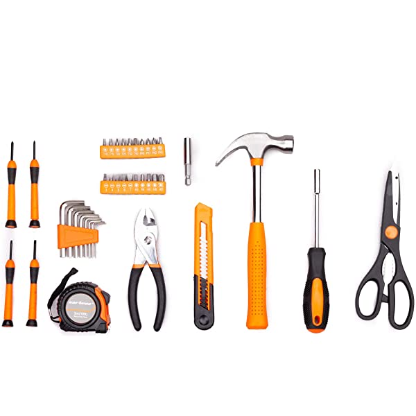 CARTMAN Orange 39-Piece Tool Set - General Household Hand Tool Kit with Plastic Toolbox Storage Case Orange 39pcs