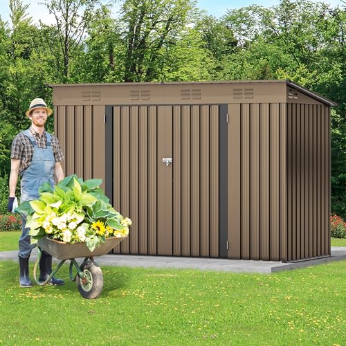 DWVO 9.1x4.2ft Large Outdoor Storage Shed, Metal Tool Sheds