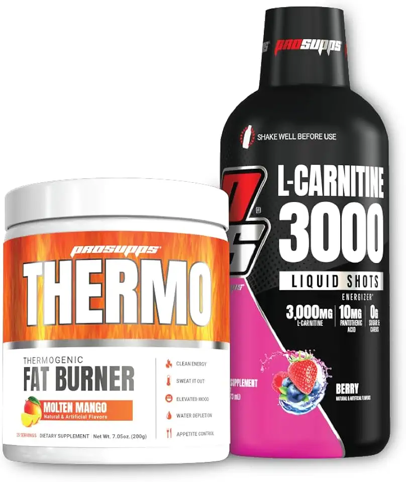 PROSUPPS Thermo Fat Burning Thermogenic Powder Molten Mango and 3000 L-Carnitine Berry - Weight Management and Pre Workout - Energy, Mood