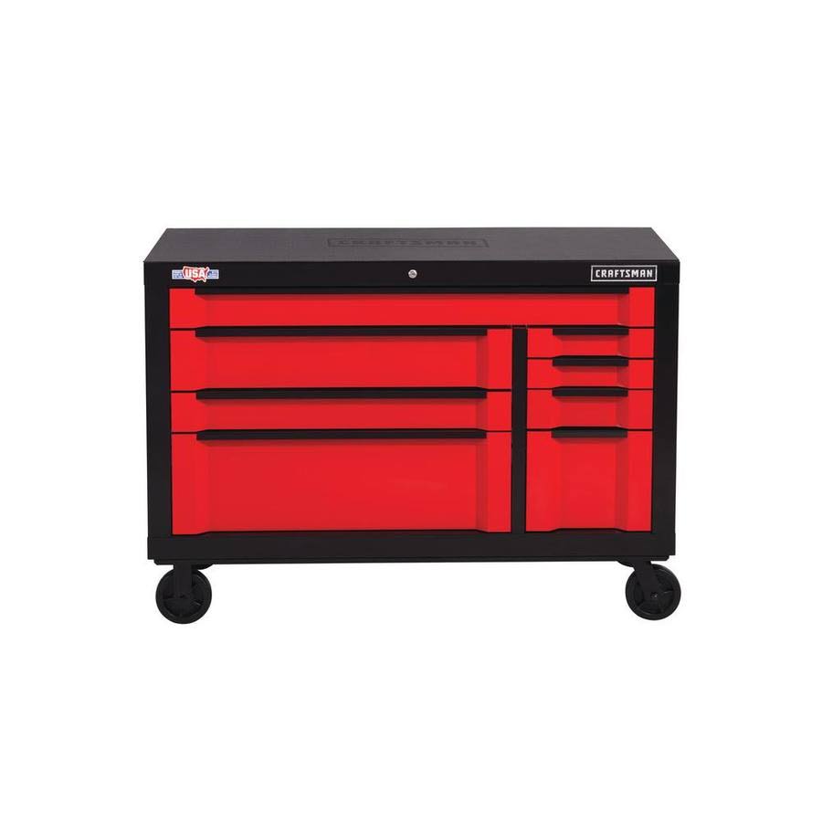 Craftsman 3000 Series 54-In W x 37-In H 8-Drawer Steel Rolling Tool Cabinet (Red) Cmst25480rb