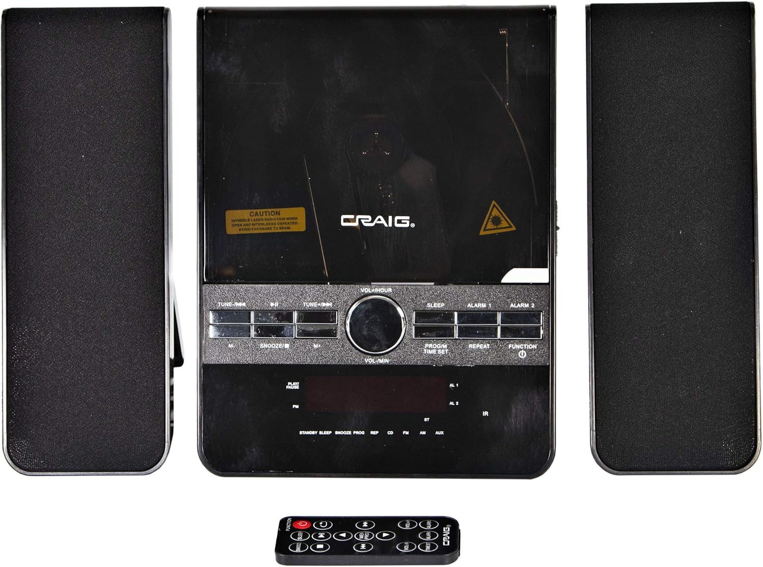 Craig Electronics CM427BT-BK Mini 3-Piece CD Shelf Stereo System with AM/FM Radio and Bluetooth Pack of 2