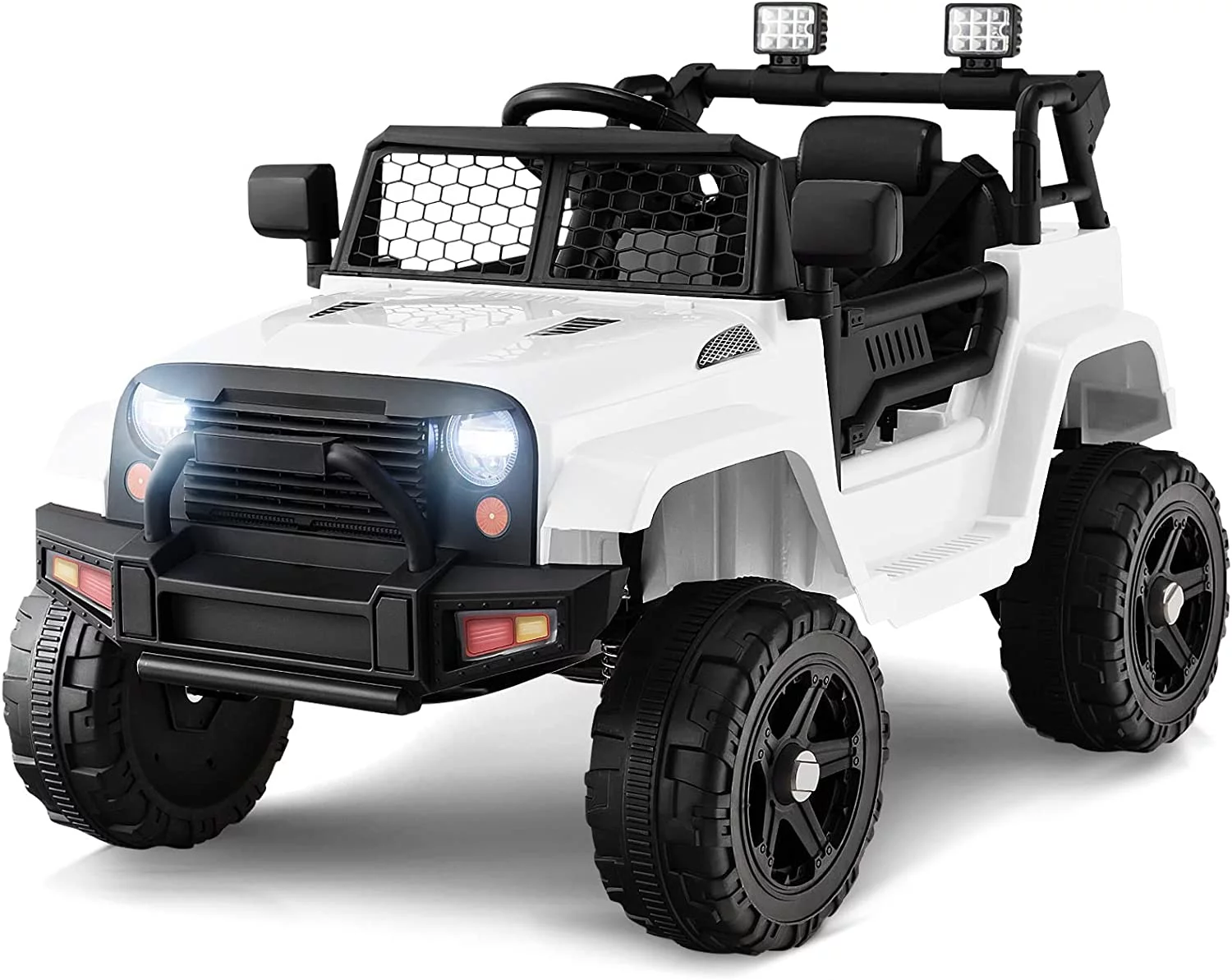 OLAKIDS Kids Ride On Truck, 12V Electric Vehicle Jeep Car with Remote Control, Toddlers Battery Powered Toy with 2 Speeds, Spring Suspension