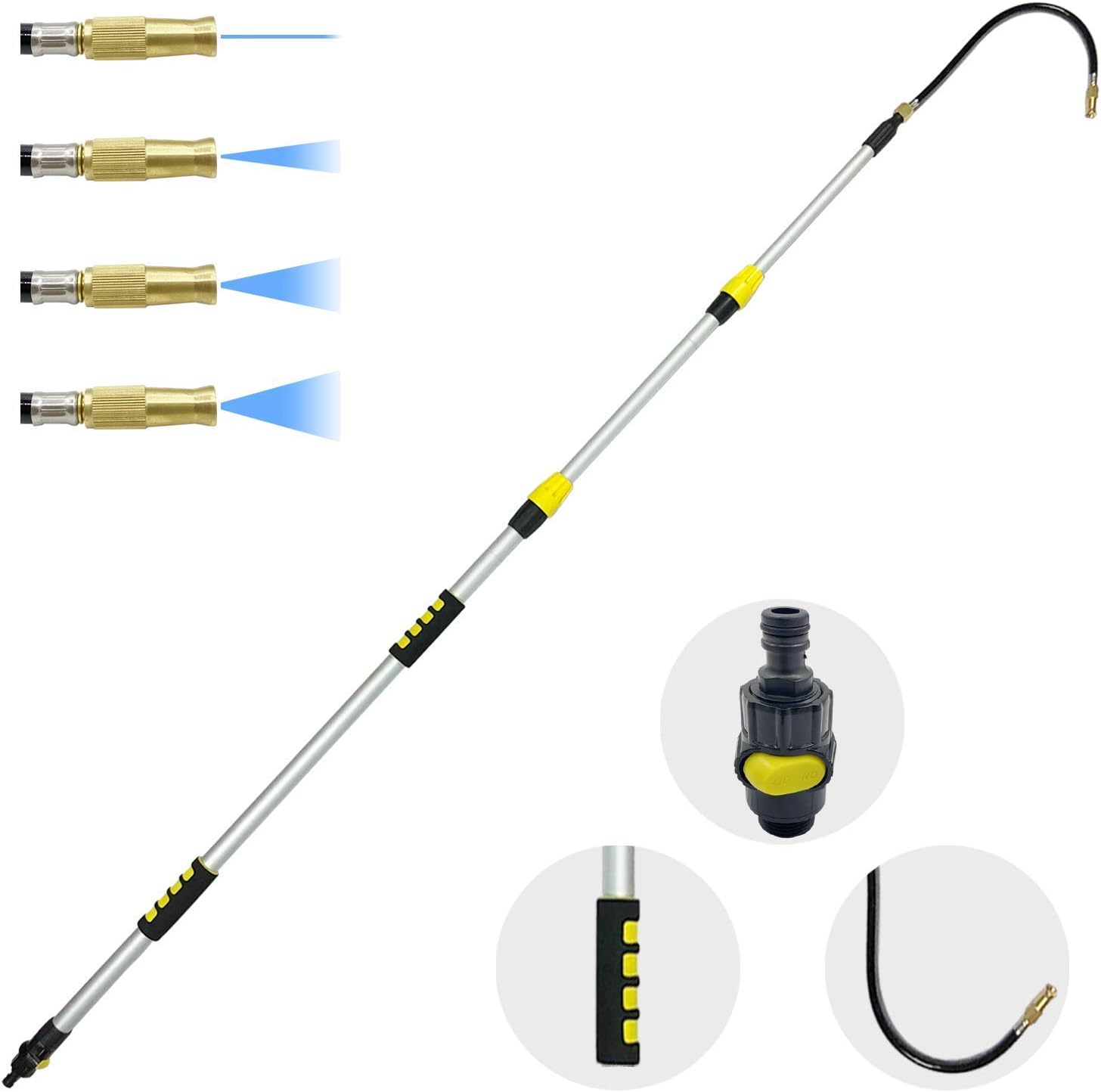 Buyplus 12FT Telescoping Gutter Cleaning Tools - Gutter Cleaners from The Ground, Extendable Gutter Cleaning Wand for Garden Hose Attachment